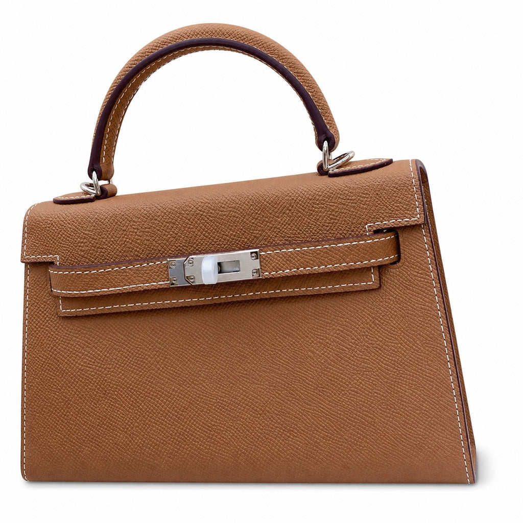 Mini Kelly II Sellier 19cm & 22cm Etoupe Epsom Leather Palladium Hardware — Versatile Mini Carry Design