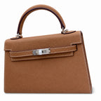 Mini Kelly II Sellier 19cm & 22cm Etoupe Epsom Leather Palladium Hardware — Versatile Mini Carry Design