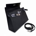 Kelly Sellier 25cm & 28cm Noir Epsom Leather Palladium Hardware Women Luxury — Distinctive Hand-Carry Bag