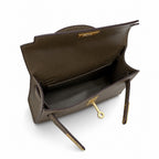 Mini Kelly II 19cm Sellier Etoupe Ostrich Gold Hardware Designer Mini Shoulder Purse — Small Structured Carry Style