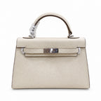 Mini Kelly II Sellier 19cm & 22cm Craie Epsom Leather Palladium Hardware Women Mini Handba — Compact Top-Handle Bag