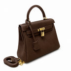 Kelly Sellier 20cm & 25cm & 28cm Havane Togo Leather Gold Hardware — Streamlined Top-Handle Handbag