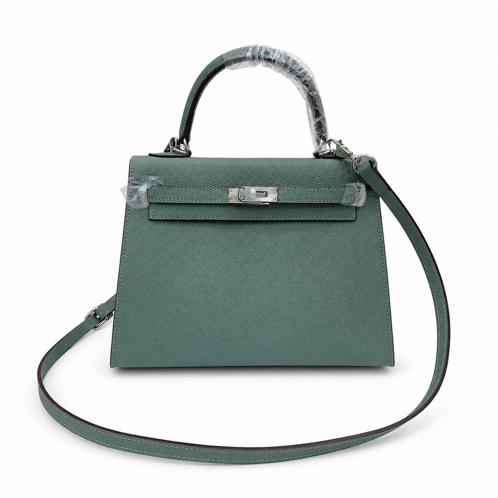 Kelly Sellier 25cm & 28cm Vert Cypress Epsom Leather Palladium Hardware Commute Shoulder — Classic Hand-Carry Silhouette