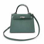 Kelly Sellier 25cm & 28cm Vert Cypress Epsom Leather Palladium Hardware Commute Shoulder — Classic Hand-Carry Silhouette