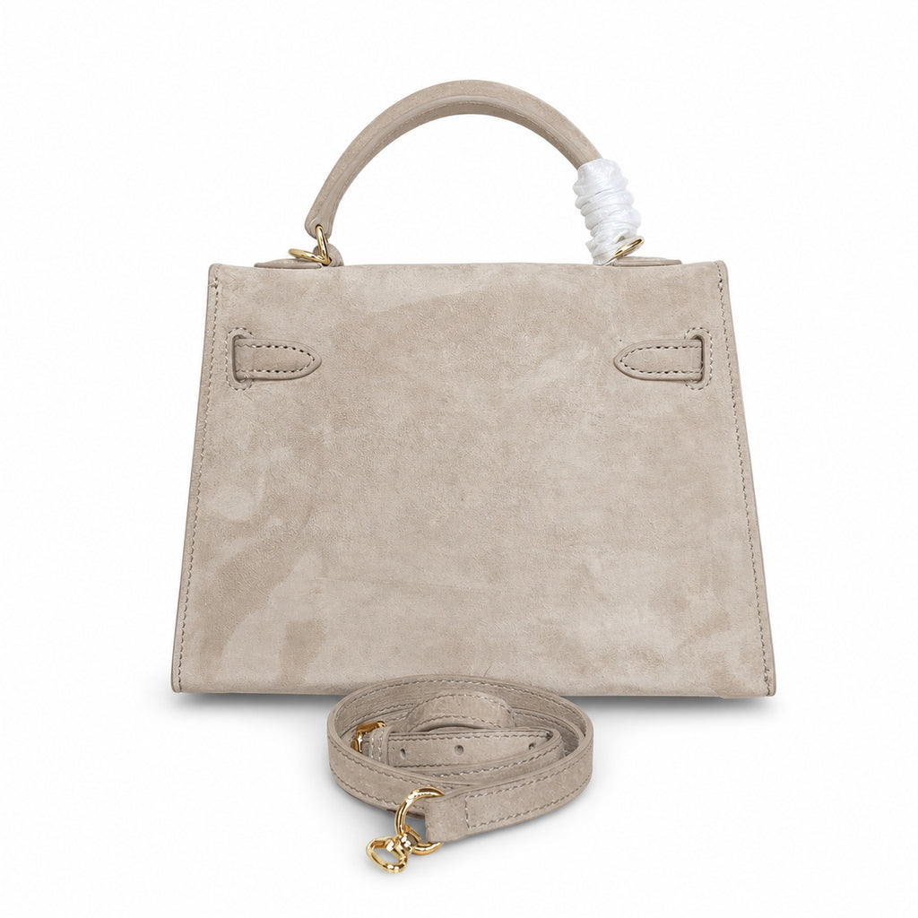 Mini Kelly Sellier 22cm Trench Suede Leather Gold Hardware — Timeless Mini Top-Handle Design