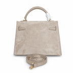 Mini Kelly Sellier 22cm Trench Suede Leather Gold Hardware — Timeless Mini Top-Handle Design