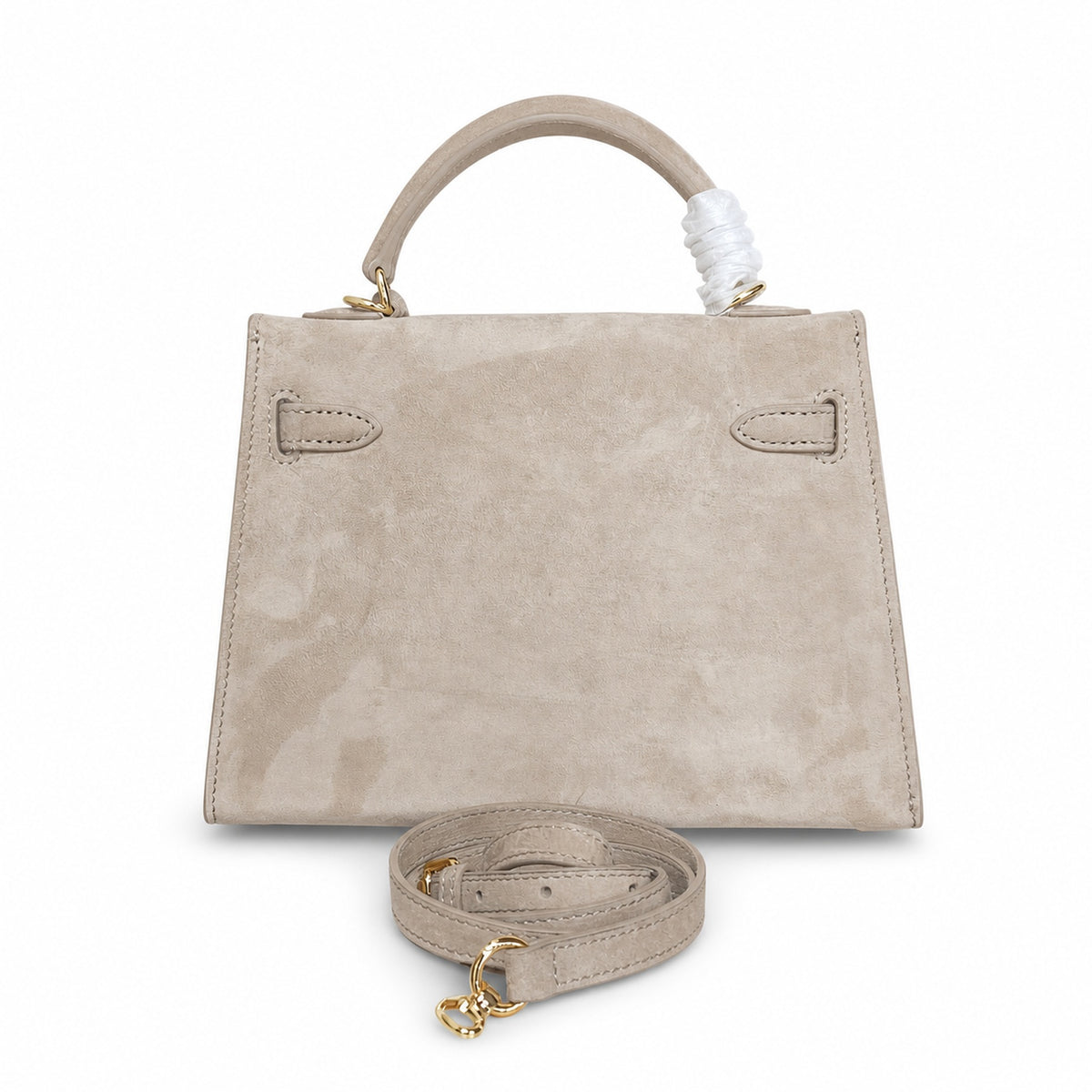 Mini Kelly Sellier 22cm Trench Suede Leather Gold Hardware — Timeless Mini Top-Handle Design
