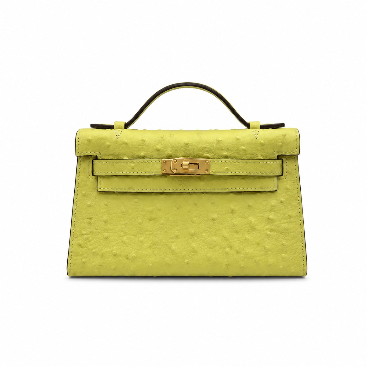 Mini Kelly II Sellier 19cm & 22cm Jaune Citron Ostrich Leather Gold Hardware — Sophisticated Small-Scale Bag