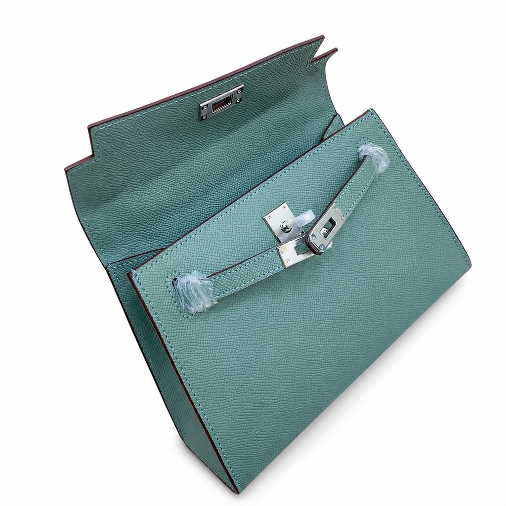 Mini Kelly II Sellier 19cm & 22cm Vert Cypress Epsom Leather Palladium Hardware — Versatile Mini Carry Design