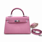Mini Kelly II Sellier 19cm & 22cm Rose Confetti Epsom Leather Palladium Hardware — Timeless Mini Top-Handle Design