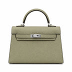 Mini Kelly II Sellier 19cm & 22cm Sauge Epsom Leather Palladium Hardware — Elegant Compact Carry Style