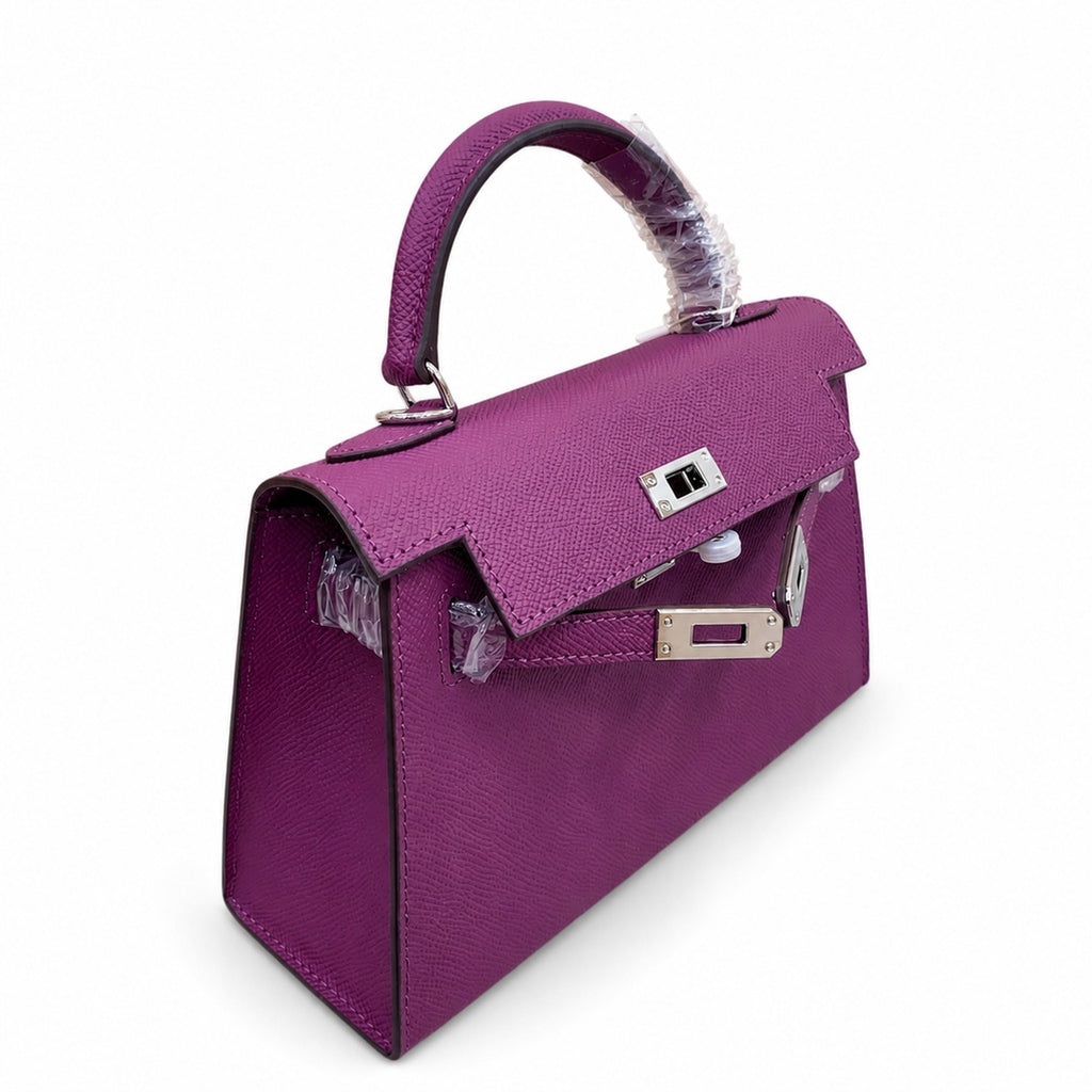Mini Kelly II Sellier 19cm & 22cm Violet Epsom Leather Palladium Hardware — Compact Top-Handle Bag