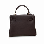 Kelly Sellier 20cm & 25cm & 28cm Marron Foncé Togo Leather Gold Hardware — Structured Top-Handle Handbag