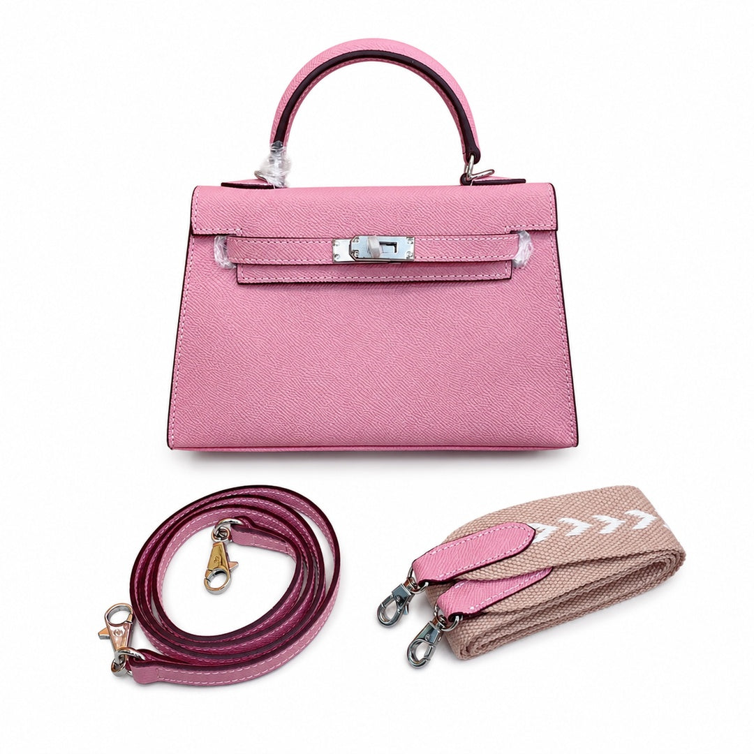 Mini Kelly II Sellier 19cm & 22cm Rose Confetti Epsom Leather Palladium Hardware — Timeless Mini Top-Handle Design