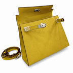 Kelly Sellier 25cm & 28cm Jaune Ambre Epsom Leather Palladium Hardware Women Luxury — Refined Top-Handle Bag