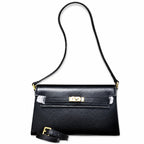 Kelly Elan 25x6.5x15cm Underarm Baguette Bag in Black with Gold Hardware — Streamlined Elan Carry Design