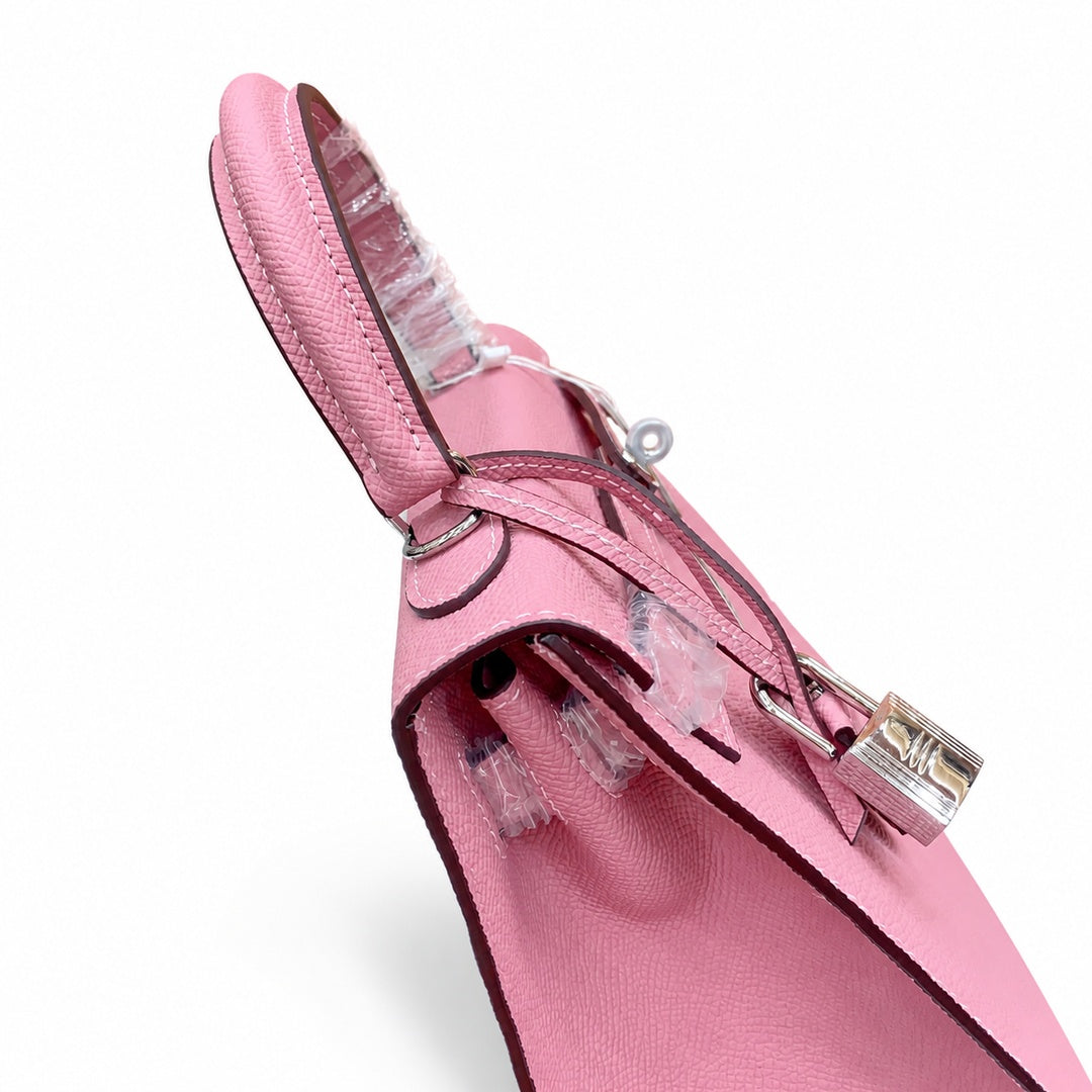 Kelly Sellier 25cm & 28cm Rose Confetti Epsom Leather Palladium Hardware Crossbody — Versatile Structured Bag