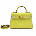 Mini Kelly II 19cm Sellier Jaune Poussin Ostrich Gold Hardware Luxury Mini — Timeless Mini Top-Handle Design
