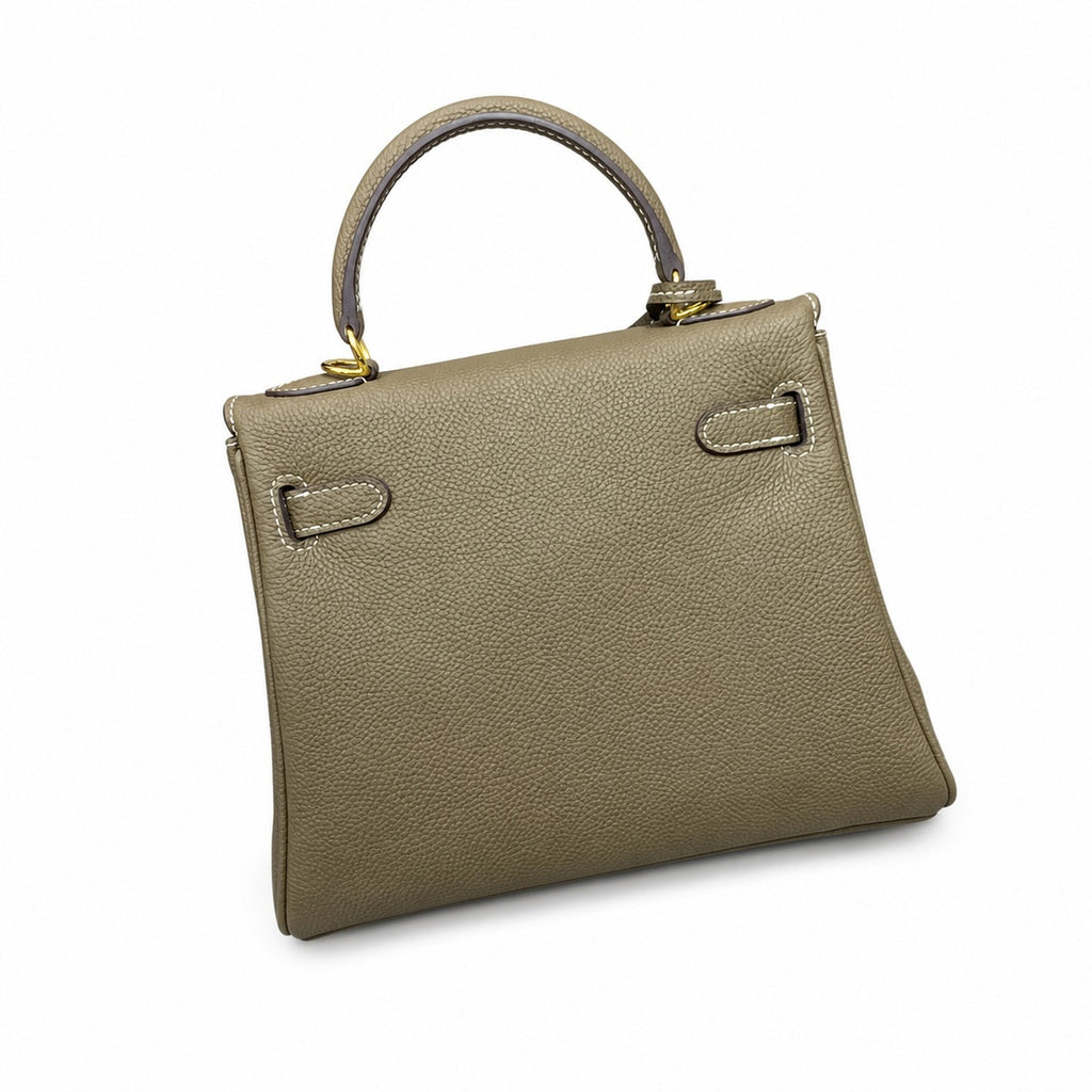 Kelly Sellier 20cm & 25cm & 28cm Etoupe Togo Leather Gold Hardware — Classic Hand-Carry Silhouette