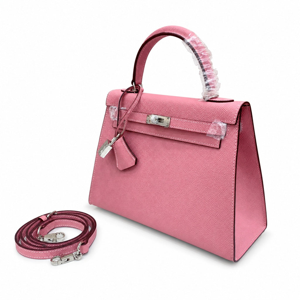 Kelly Sellier 25cm & 28cm Rose Confetti Epsom Leather Palladium Hardware Crossbody — Versatile Structured Bag