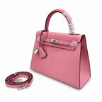 Kelly Sellier 25cm & 28cm Rose Confetti Epsom Leather Palladium Hardware Crossbody — Versatile Structured Bag