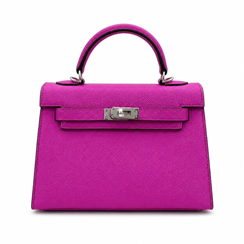 Mini Kelly II Sellier 19cm & 22cm Rose Pourpre Epsom Leather Palladium Hardware — Streamlined Mini Handbag