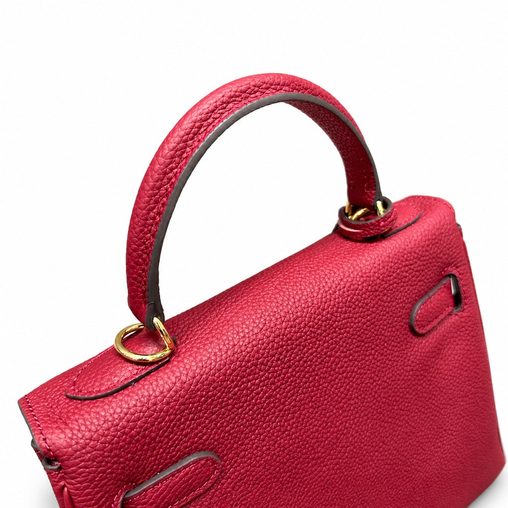 Kelly Sellier 20cm & 25cm & 28cm Rouge H Togo Leather Gold Hardware — Elegant Structured Carry Style