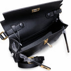 Kelly Elan 25x6.5x15cm Underarm Baguette Bag in Black with Gold Hardware — Streamlined Elan Carry Design