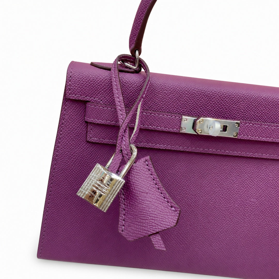 Kelly Sellier 25cm & 28cm Violine Epsom Leather Palladium Hardware Commute Shoulder — Timeless Top-Handle Design