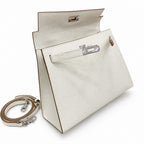 Kelly Sellier 25cm & 28cm Craie Epsom Leather Palladium Hardware Women Luxury — Streamlined Top-Handle Handbag