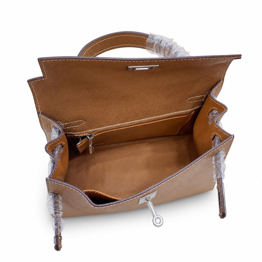 Kelly Sellier 25cm & 28cm Gold Epsom Leather Palladium Hardware Vintage — Elegant Structured Carry Style