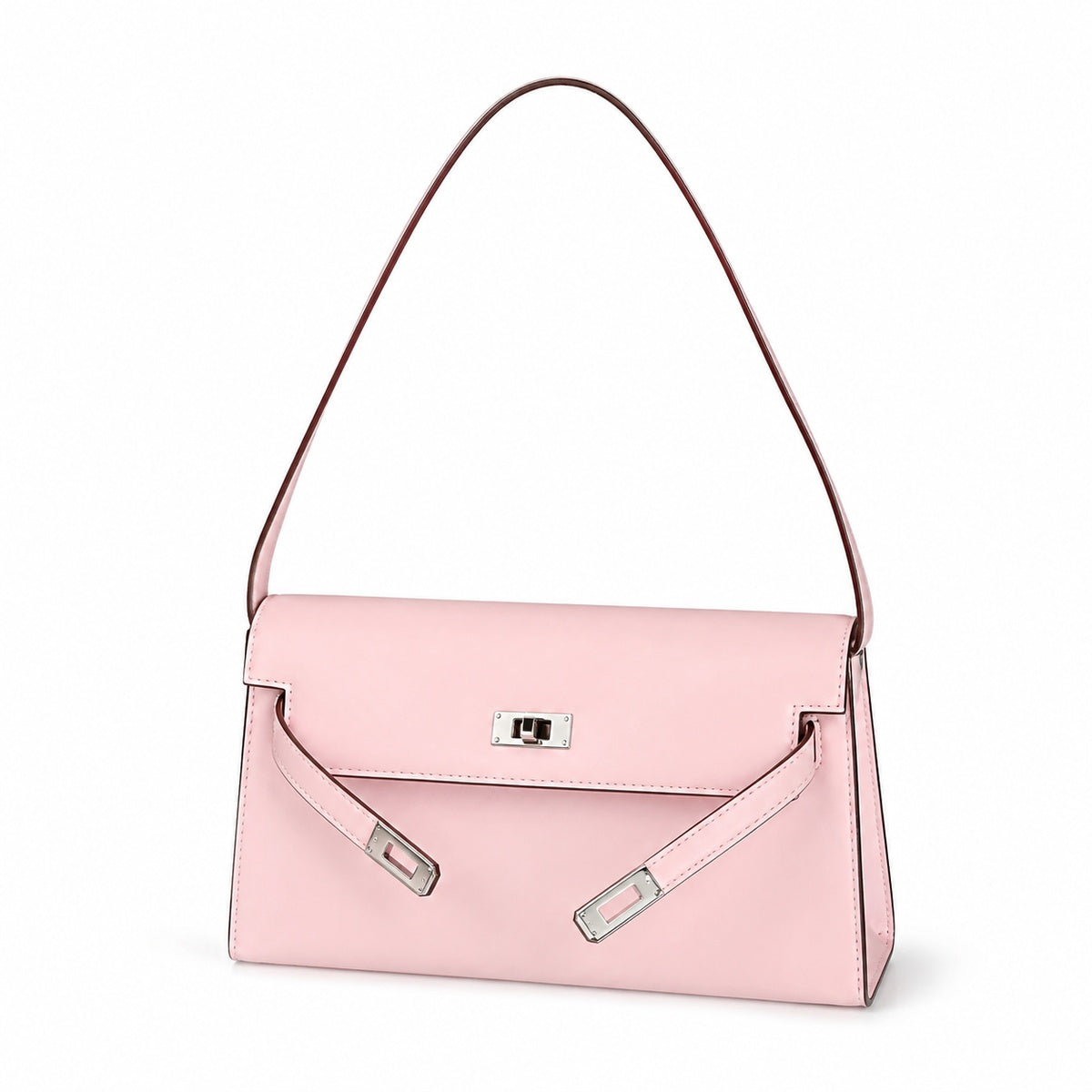 Kelly Elan 25x6.5x15cm Underarm Baguette Bag in Mauve Iris Purple with Silver Hardware — Distinctive Elongated Handbag