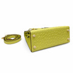 Kelly Sellier 25cm Jaune Poussin Ostrich Gold Hardware Designer Women Shoulder — Versatile Structured Bag