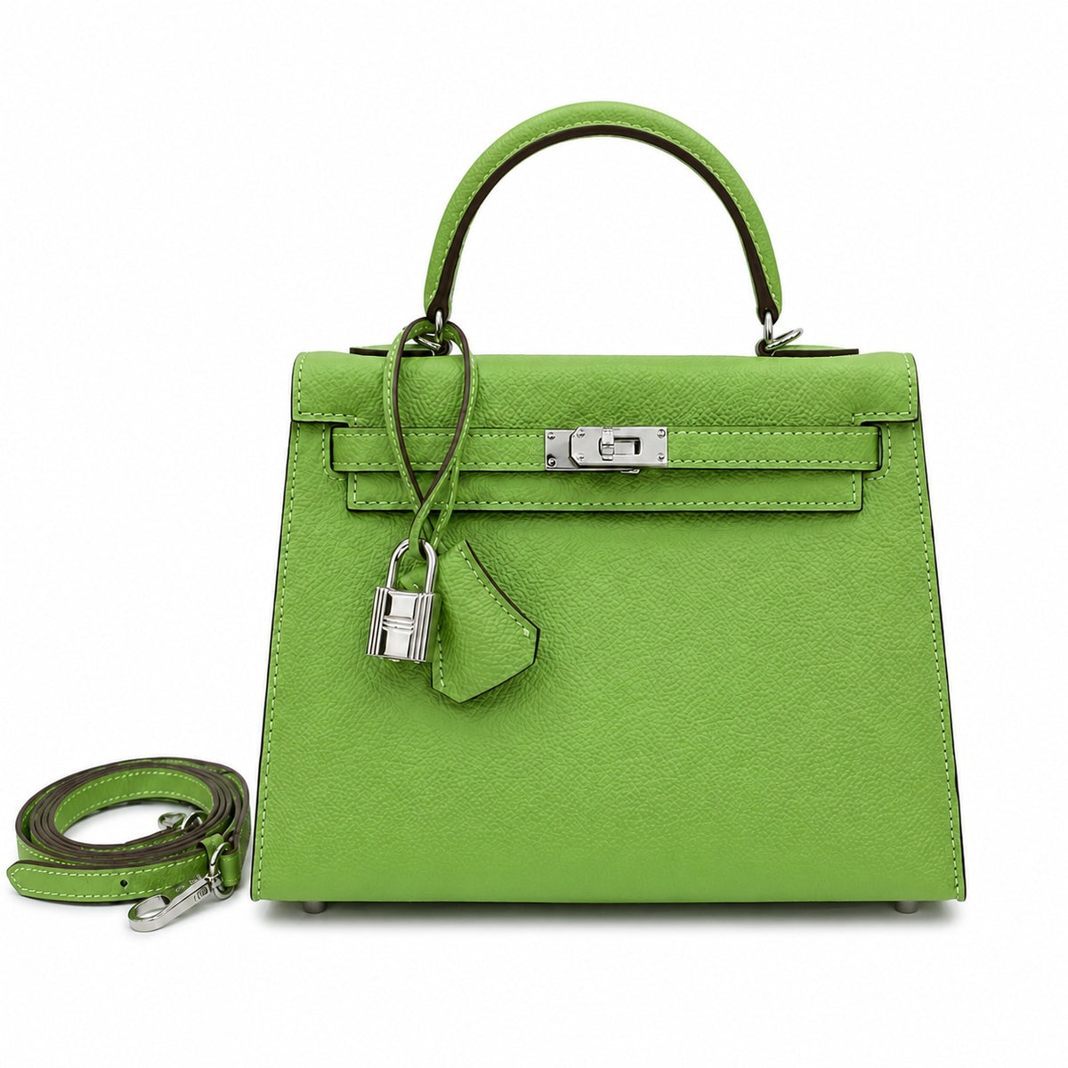 Kelly Sellier 25cm & 28cm Vert Pistache Epsom Leather Palladium Hardware Crossbody — Elegant Structured Carry Style