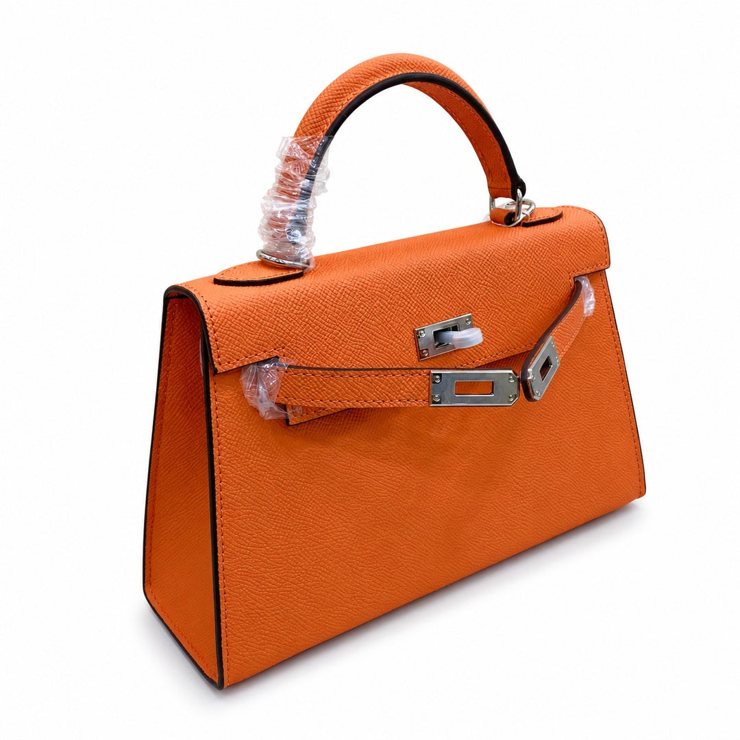 Mini Kelly II Sellier 19cm & 22cm Orange Epsom Leather Palladium Hardware — Versatile Mini Carry Design