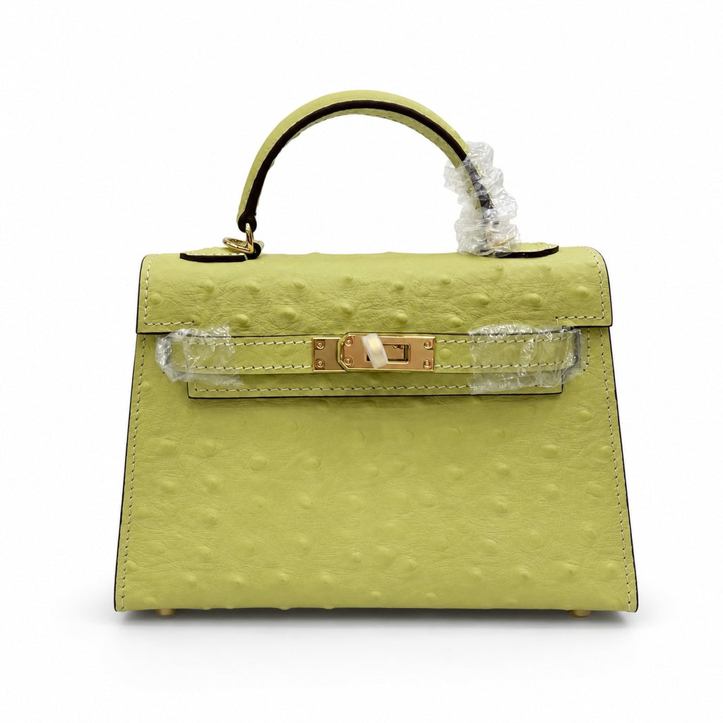 Mini Kelly II 19cm Sellier Jaune Poussin Ostrich Gold Hardware Luxury Mini — Timeless Mini Top-Handle Design