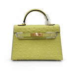Mini Kelly II 19cm Sellier Jaune Poussin Ostrich Gold Hardware Luxury Mini — Timeless Mini Top-Handle Design