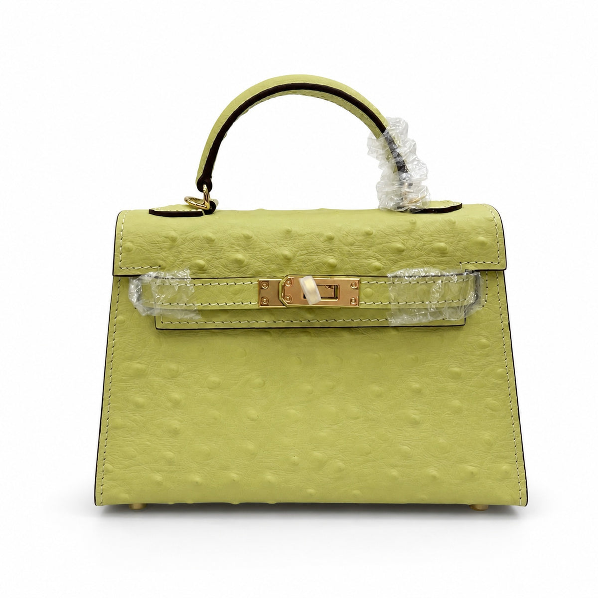 Mini Kelly II 19cm Sellier Jaune Poussin Ostrich Gold Hardware Luxury Mini — Timeless Mini Top-Handle Design