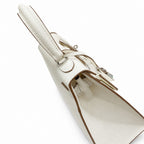 Kelly Sellier 25cm & 28cm Craie Epsom Leather Palladium Hardware Women Luxury — Streamlined Top-Handle Handbag