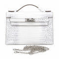 Kelly Pochette Himalaya Niloticus Crocodile Leather Palladium Hardware & Palladium Hardware Women Clutch — Refined Small Hand-Carry Bag