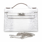 Kelly Pochette Himalaya Niloticus Crocodile Leather Palladium Hardware & Palladium Hardware Women Clutch — Refined Small Hand-Carry Bag