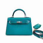 Mini Kelly II Sellier 19cm & 22cm Vert Jade Epsom Leather Palladium Hardware — Sophisticated Small-Scale Bag