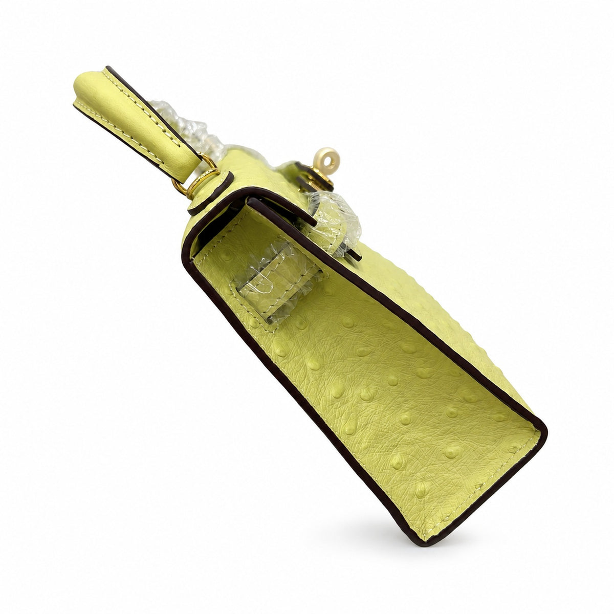 Mini Kelly II 19cm Sellier Jaune Poussin Ostrich Gold Hardware Luxury Mini — Timeless Mini Top-Handle Design