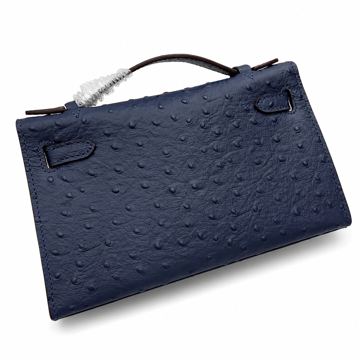 Mini Kelly Sellier 22cm Bleu Nuit Ostrich Leather Gold Hardware — Compact Top-Handle Bag