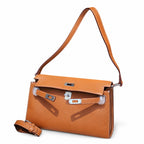 Kelly Elan 25x6.5x15cm Underarm Baguette Bag in Brown with Silver Hardware — Versatile Underarm Carry Style