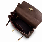 Kelly Sellier 20cm & 25cm & 28cm Havane Togo Leather Gold Hardware — Streamlined Top-Handle Handbag