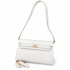 Kelly Elan 25x6.5x15cm Underarm Baguette Bag in Off White with Gold Hardware — Versatile Underarm Carry Style