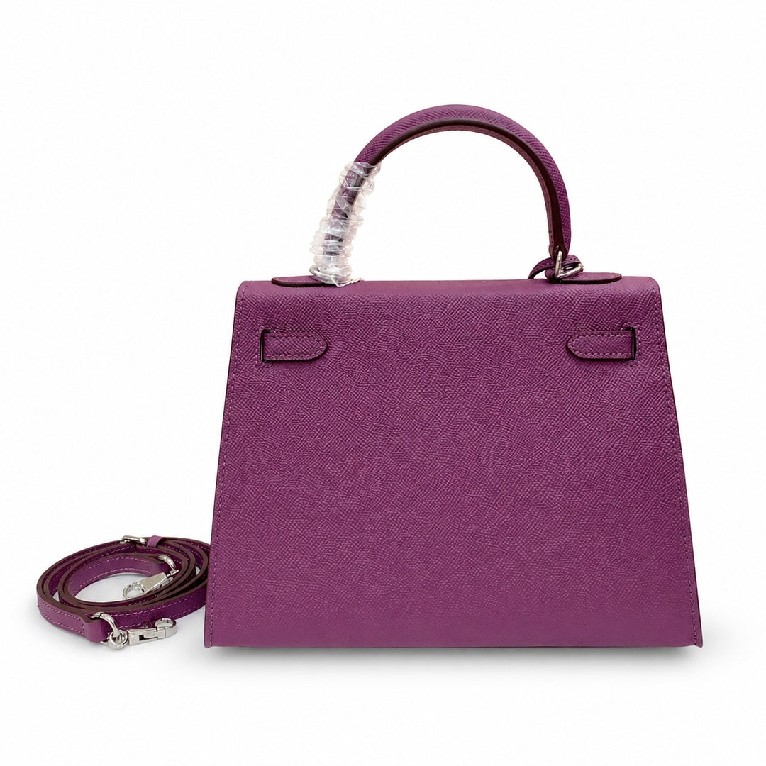 Kelly Sellier 25cm & 28cm Violine Epsom Leather Palladium Hardware Commute Shoulder — Timeless Top-Handle Design