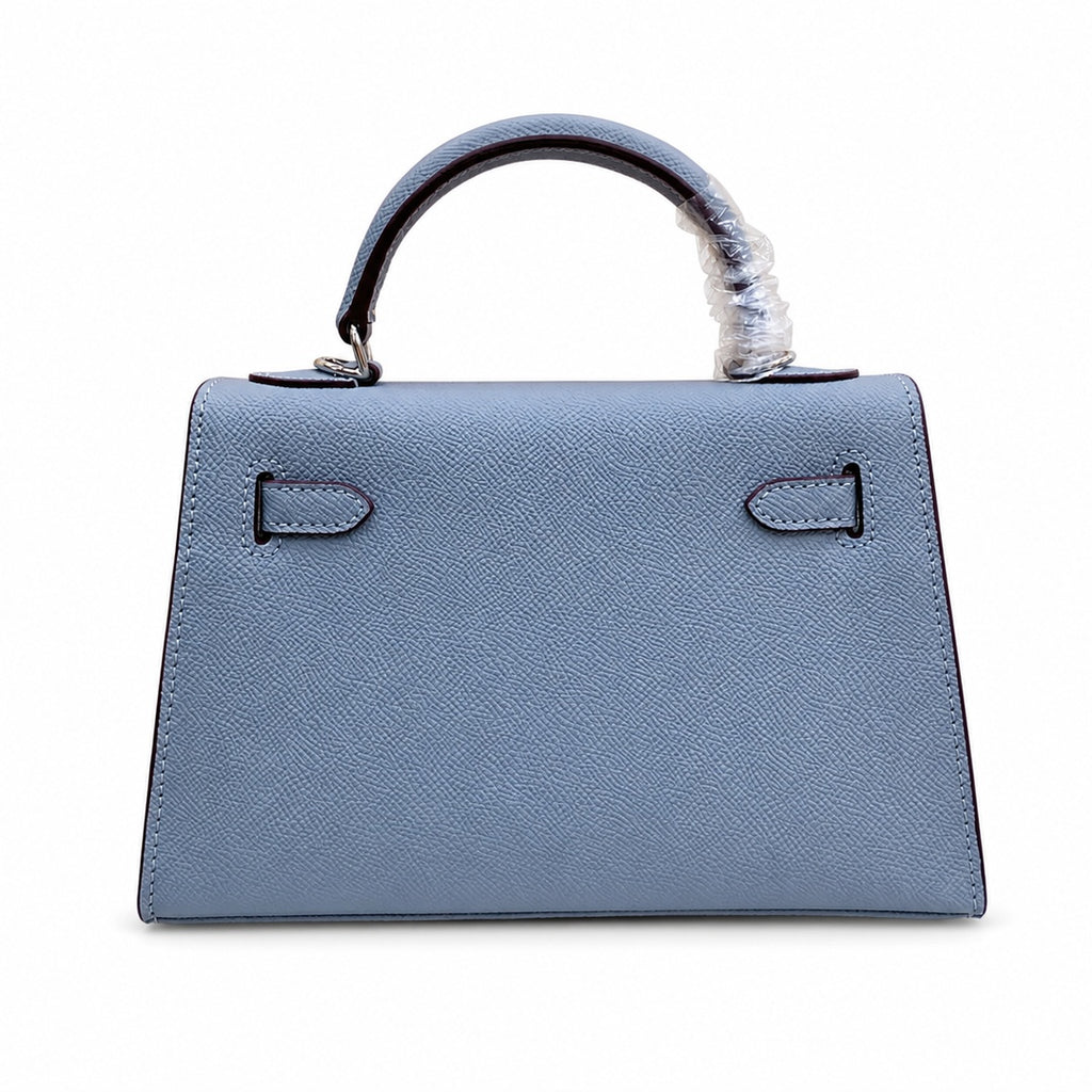Mini Kelly II Sellier 19cm & 22cm Bleu Lin Epsom Leather Palladium Hardware — Timeless Mini Top-Handle Design