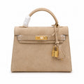 Mini Kelly Sellier 22cm Trench Suede Leather Gold Hardware — Timeless Mini Top-Handle Design